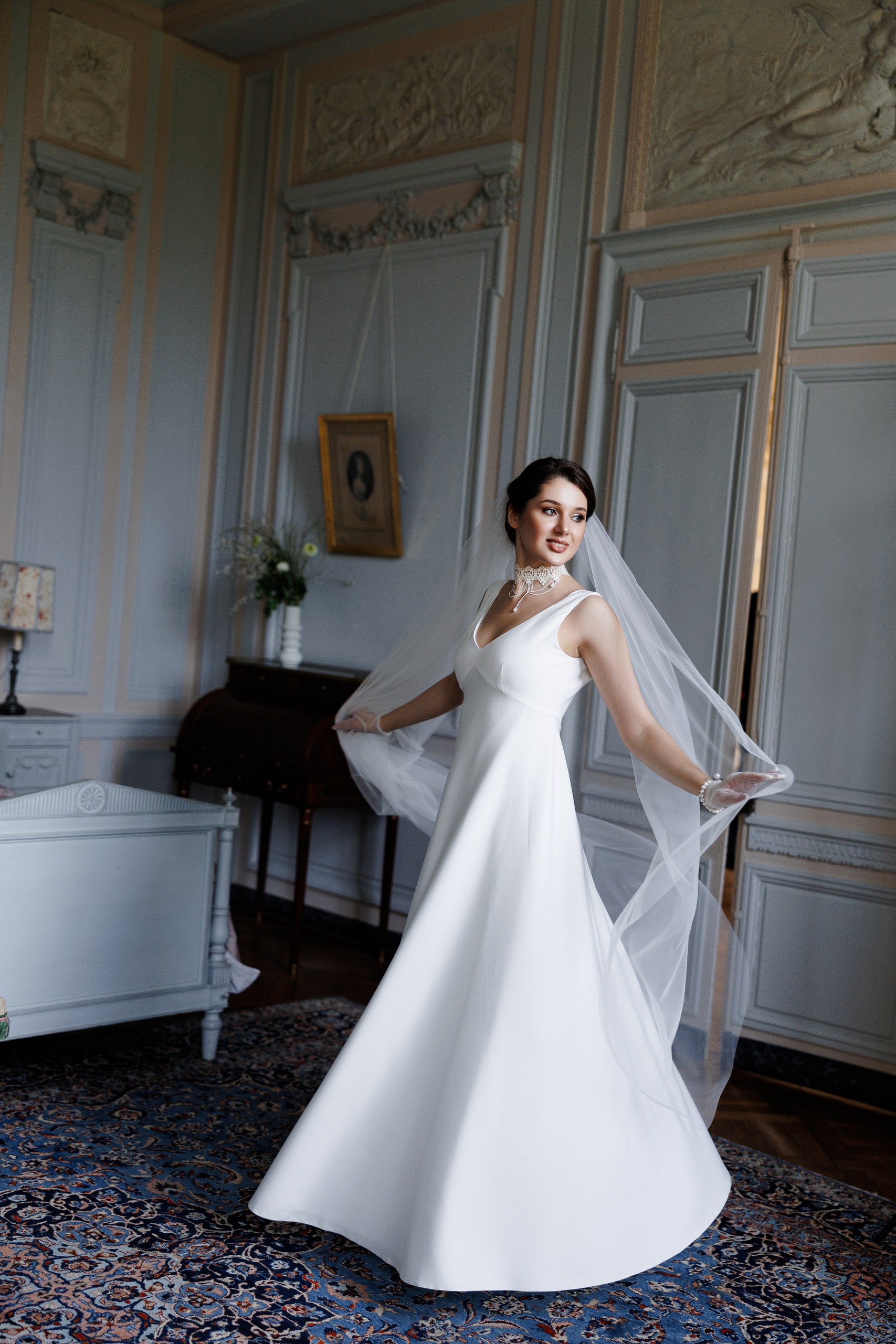 photo of the bride in a wedding dress