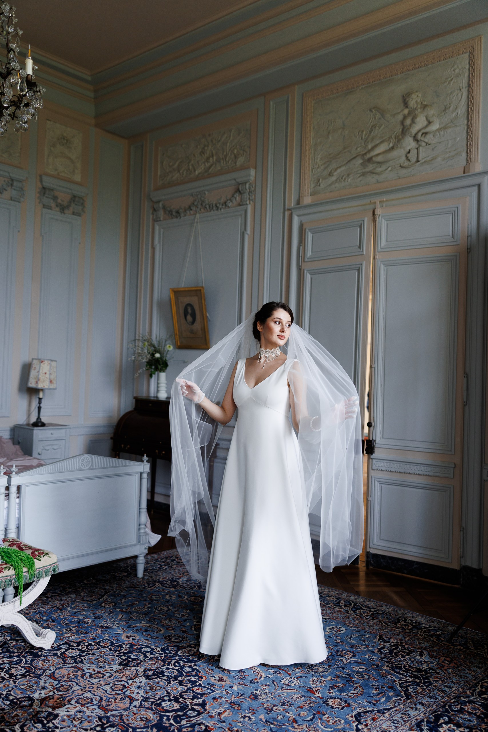 photo de la mariée en robe de mariée