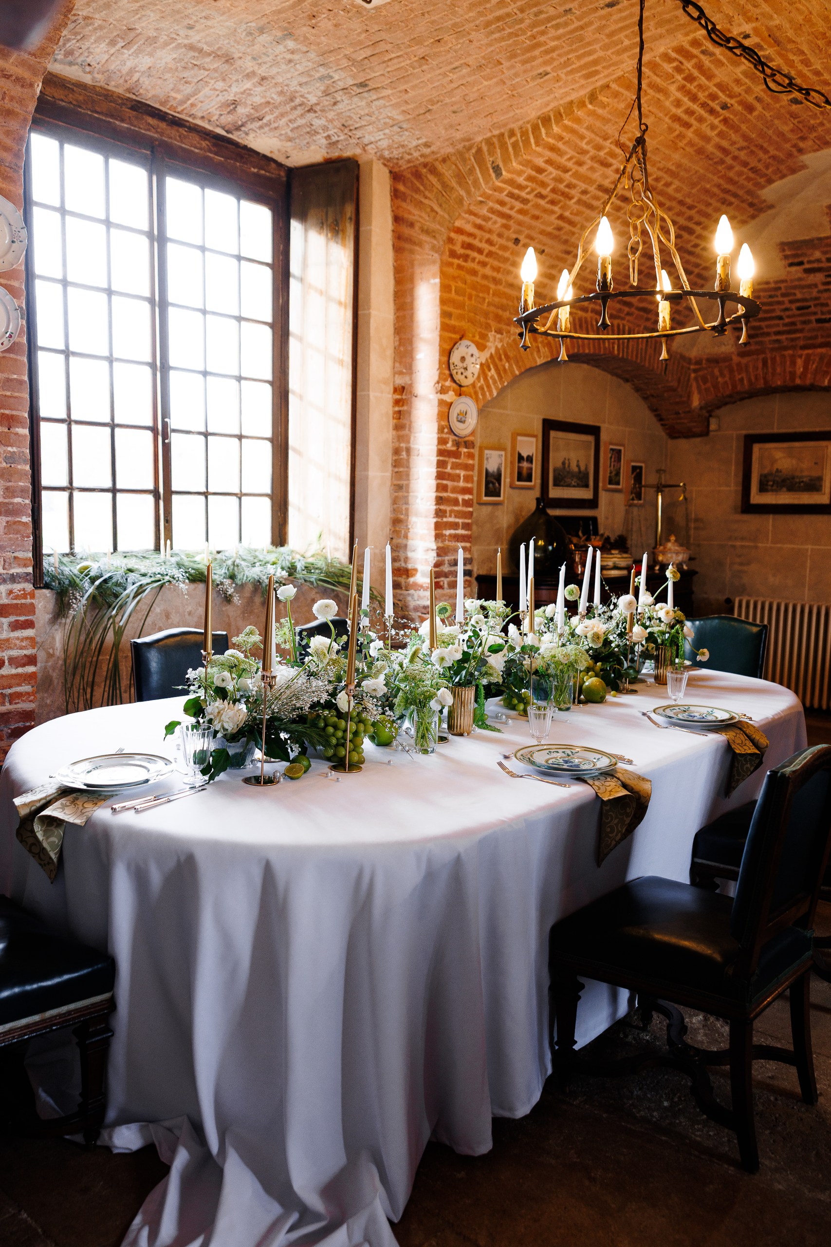 festive table for guests in the castle Normandy Le Château